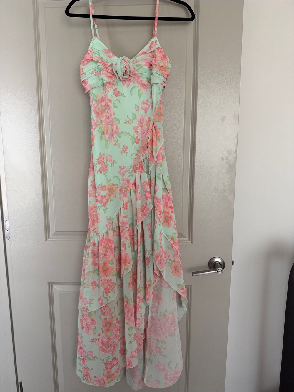 Altar'd State Mint and Pink Floral Maxi Dress